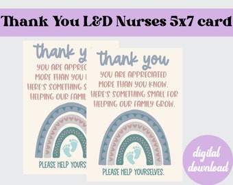 Labor and Delivery Nurse Thank You Gift Tag | Nurse Appreciation Card | Neutral Boy