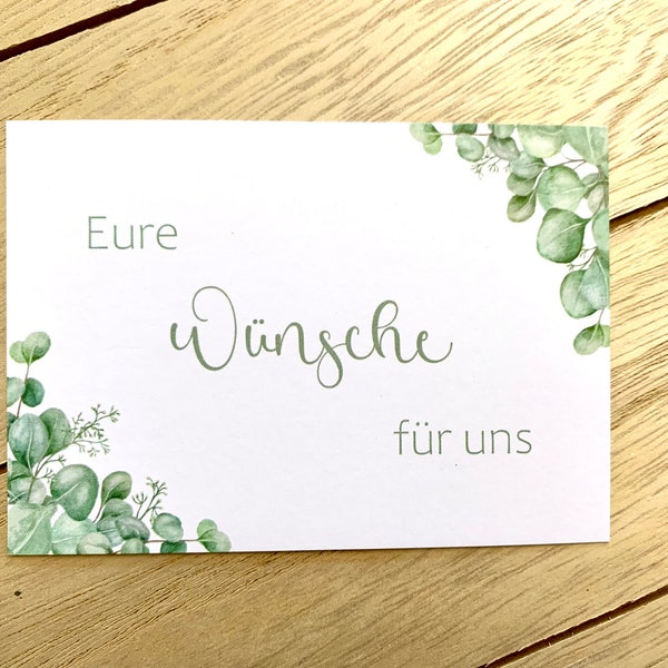 Hochzeit / Wunschkarten / Wünsche für das Brautpaar / Eukalyptus / Greenery / grün