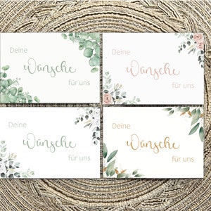 Hochzeit Wunschkarten für Gäste, Wünsche für das Brautpaar, Wünschekarten verschiedene Farben