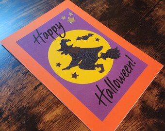 Witch Moon Halloween Card - Handmade Crafty