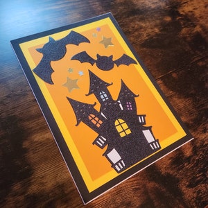 Biglietto di Halloween con casa stregata - Fatto a mano e artigianale