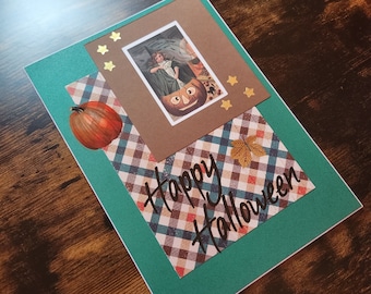 Vintage Witch Plaid Halloween Card - Handmade Crafty