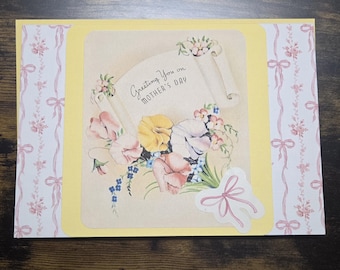 Happy Mother's Day Vintage Flower Bouquet Card with Bows
