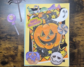 Vintage Treat Bag Halloween Card - Handmade