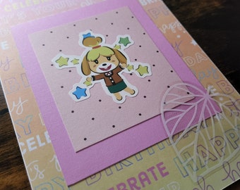 Isabelle Animal Crossing Birthday Card - Handmade Crafted