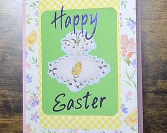Happy Easter Chicks and Flowers Card