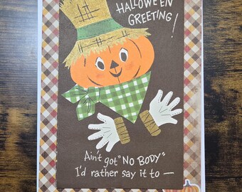 Vintage Scarecrow Halloween Card - Handmade