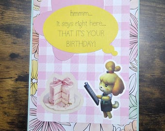 Isabelle Animal Crossing Birthday Card