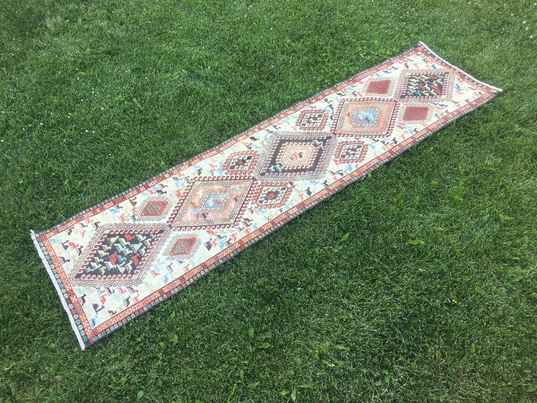 Hand Woven Persian Embroidery Runner Rug Silk and Wool Etsy