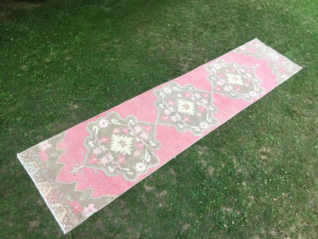Persian Runner Rug Pink Runner Rug Long Runner Rug Colorful Etsy