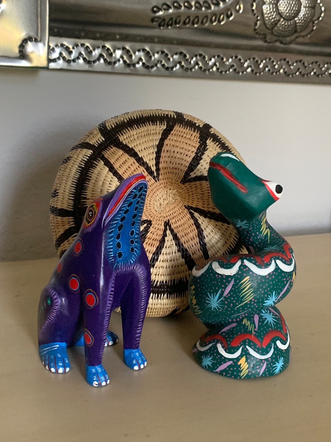 Oaxacan Folk Art Painted Frog and Snake,oaxacan Animals,oaxacan Carved ...