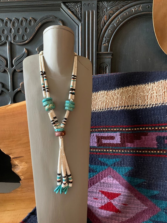 Native American Rare Quadruple Jacla Vintage Navajo Turquoise Heishi Necklace Old Native American Rare Quadruple Jacla Vintage Navajo Turquoise Heishi Necklace Old