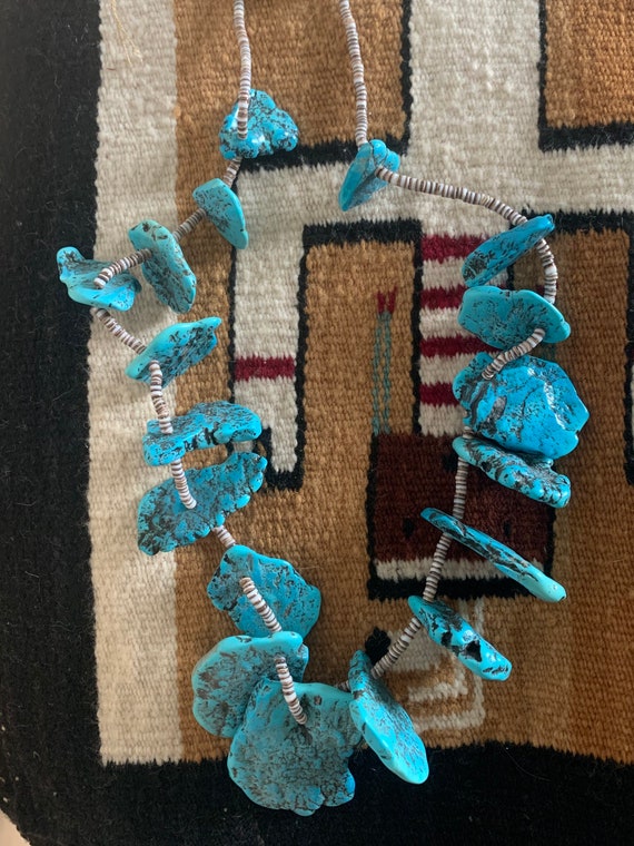 One Of Most Unique Vintage Native American Navajo Old Jacla Chunk Turquoise Necklace One Of Most Unique Vintage Native American Navajo Old Jacla Chunk Turquoise Necklace