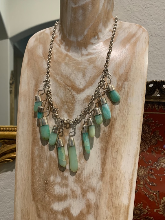 Vintage Peruvian Water Opal Sterling Necklace Char