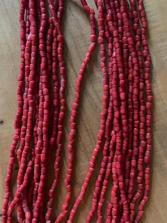 Vintage Native American Red Coral Necklace, stran… - image 8