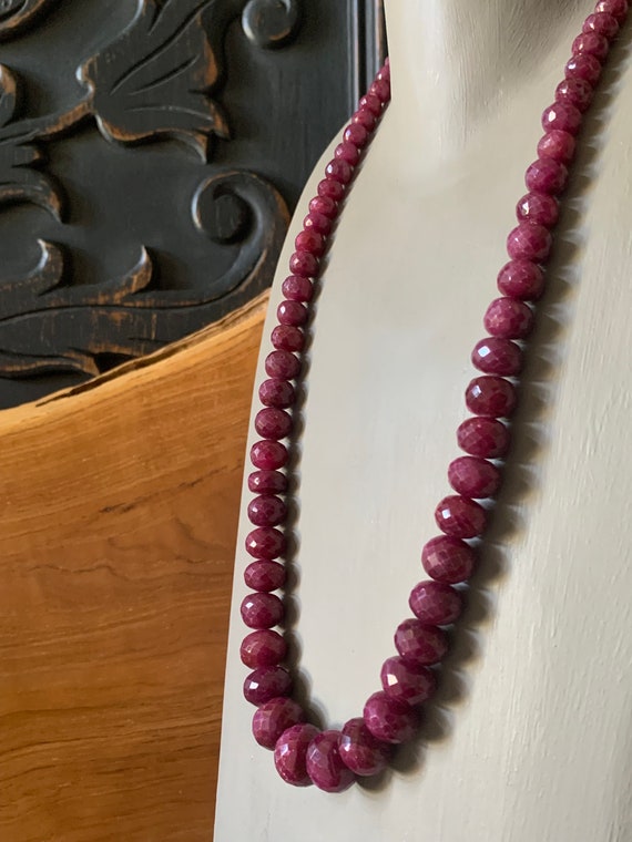 Natural Red Ruby Corundum Strand,From India,Neckla