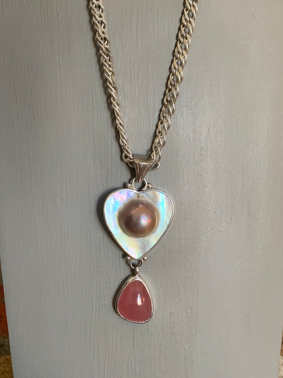 Silver Baroque Pearl Heart Pendant,Gift For Her,Va