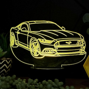 Mustang Acrylic LED Night Light, Desk Lamp, Christmas Car Gift