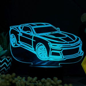 Camaro Acrylic LED Night Light, Desk Lamp, Christmas Car Gift