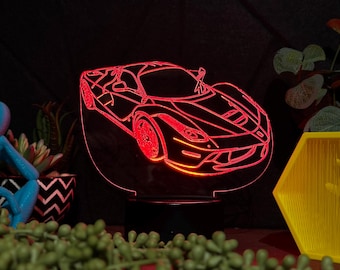 Ferrari Acrylic LED Night Light, Desk Lamp, Christmas Car Gift