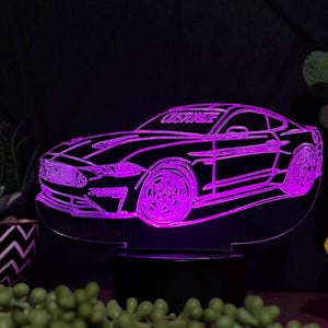 5.0 Mustang Acrylic LED Night Light, Desk Lamp, Christmas Car Gift