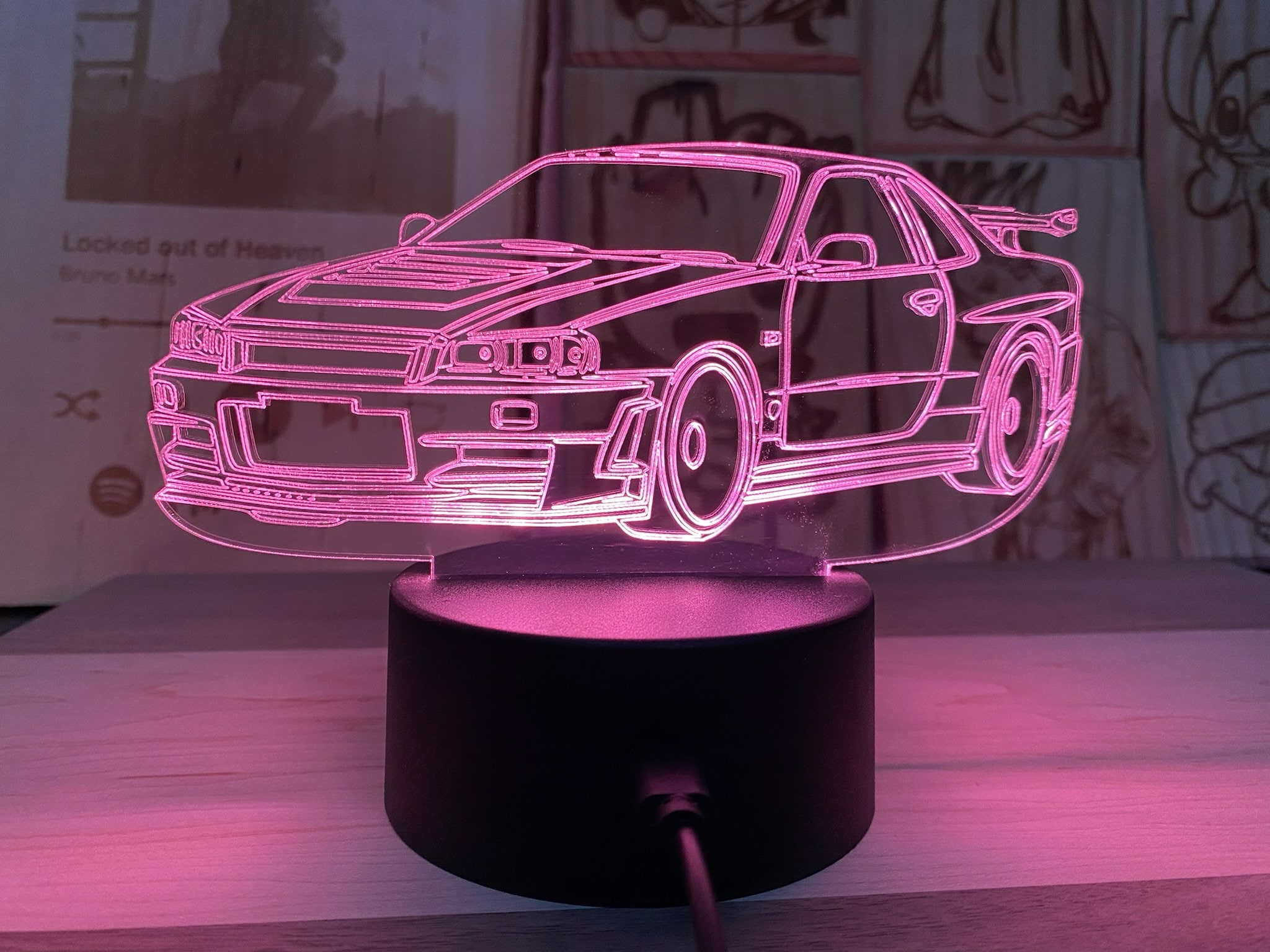 Veilleuse LED 3D avec Capteur Tactile pour Voiture de Course