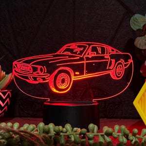 Fastback Mustang Acrylic LED Night Light, Desk Lamp