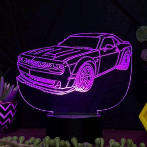 Challenger Hellcat Scatpack SRT RT Widebody Race Acrylic LED Night Light, Desk Lamp, Christmas Gift