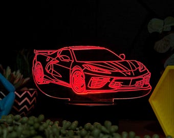 C8 Corvette Acrylic LED Night Light, Desk Lamp, Christmas Car Gift