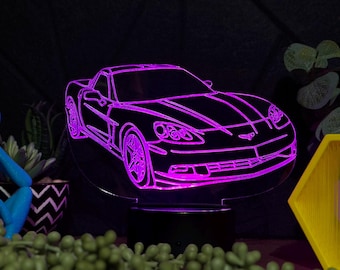 C6 Corvette Acrylic LED Night Light, Desk Lamp, Christmas Car Gift