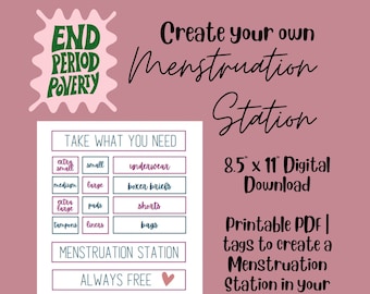 School Nurse Guide | Create a Menstruation Station Tags / Organization | Health Clinic + Nurse's Office + Classroom | Printable PDF