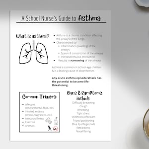 A School Nurse&#39;s Guide to Asthma - Easy to Understand Reference w/ Classroom + Nursing Considerations -Teachers, Educators, & School Nurses