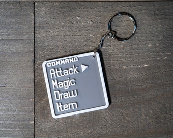 Fantasy Style RPG Battle Menu Keychain - Video Game Nostalgia