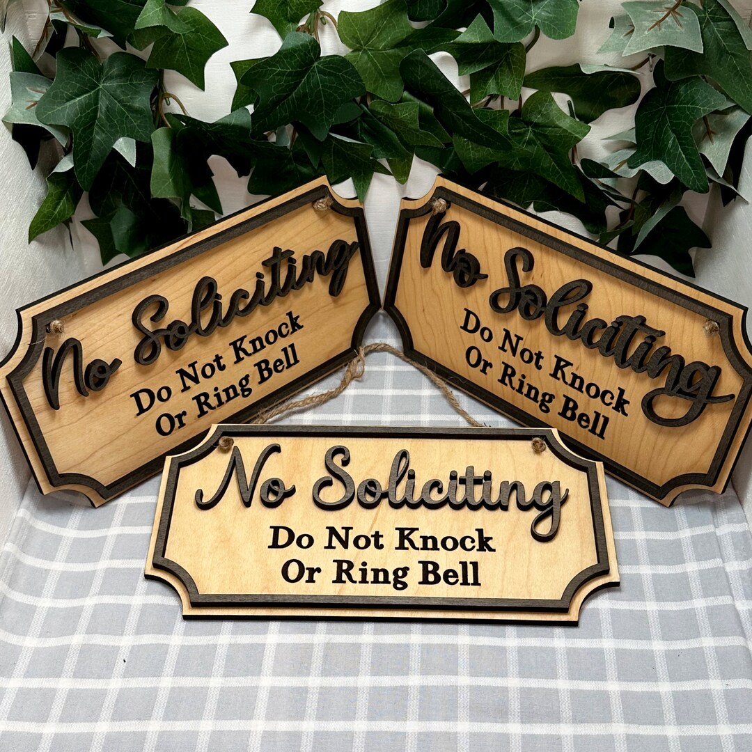 Laser Engraved 3D No Soliciting Sign No Soliciting Sign for Doorbell ...