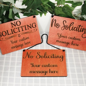 Personalized Engraved Red No Soliciting Sign - Custom No Soliciting Sign for Doorbell Funny, Do Not Disturb, Go Away Sign