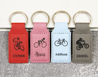 Engraved Custom Cycling Keychain, Cycle Team Gifts, Mountain Bike Gift, Personalized Bicycle Gift, Bulk Discounts