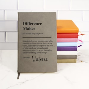 Custom Difference Maker Journal - Personalized Corporate Gifts for Clients, Employee Appreciation Gifts Bulk, Personalized Office Gifts