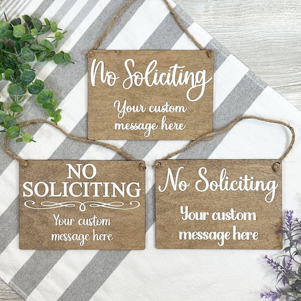 Custom Personalized Laser Engraved and Hand Painted No Soliciting Signs - No Soliciting Sign for Doorbell Funny, Do Not Disturb, Go Away