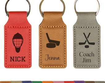 Engraved Custom Ice Hockey Keychain, Hockey Team Gifts Bulk, Hockey Senior Night Gifts, Personalized Hockey Gift Key Fob, Bulk Discounts