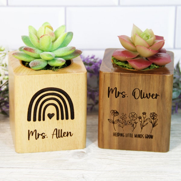 Engraved Personalized Teacher Gift Planter, Personalized Succulent Planter, Christmas Gift for Teacher, Teacher Appreciation Day Gift