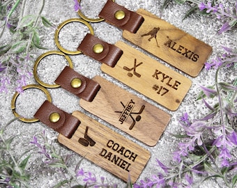 Engraved Custom Ice Hockey Keychain, Hockey Team Gifts Bulk, Hockey Senior Night Gifts, Personalized Hockey Gift Key Fob, Bulk Discounts