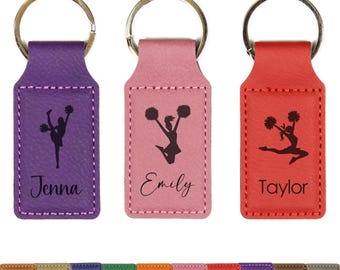 Engraved Custom Cheerleading Keychain, Cheerleading Team Gifts Bulk Cheerleader Senior Night Gifts, Personalized Cheer Gift, Bulk Discounts