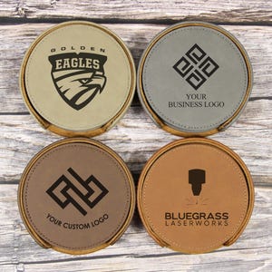 Custom Corporate Leather 6 Coaster Set – Personalized Business Gift, Employee Appreciation, Bulk Client Thank You, Office Holiday Favor