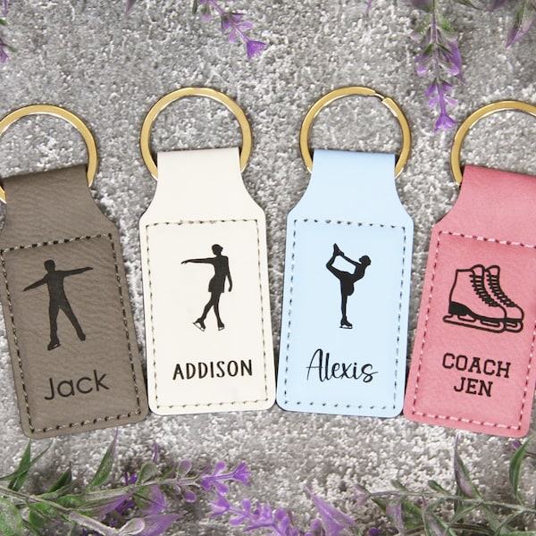 Engraved Custom Ice Skating Keychain, Ice Skating Team Gifts Bulk, Ice Skating Senior Night Gifts, Ice Skating Gift Bulk