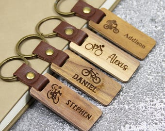Engraved Custom Cycling Keychain, Cycle Team Gifts, Mountain Bike Gift, Personalized Bicycle Gift, Bulk Discounts