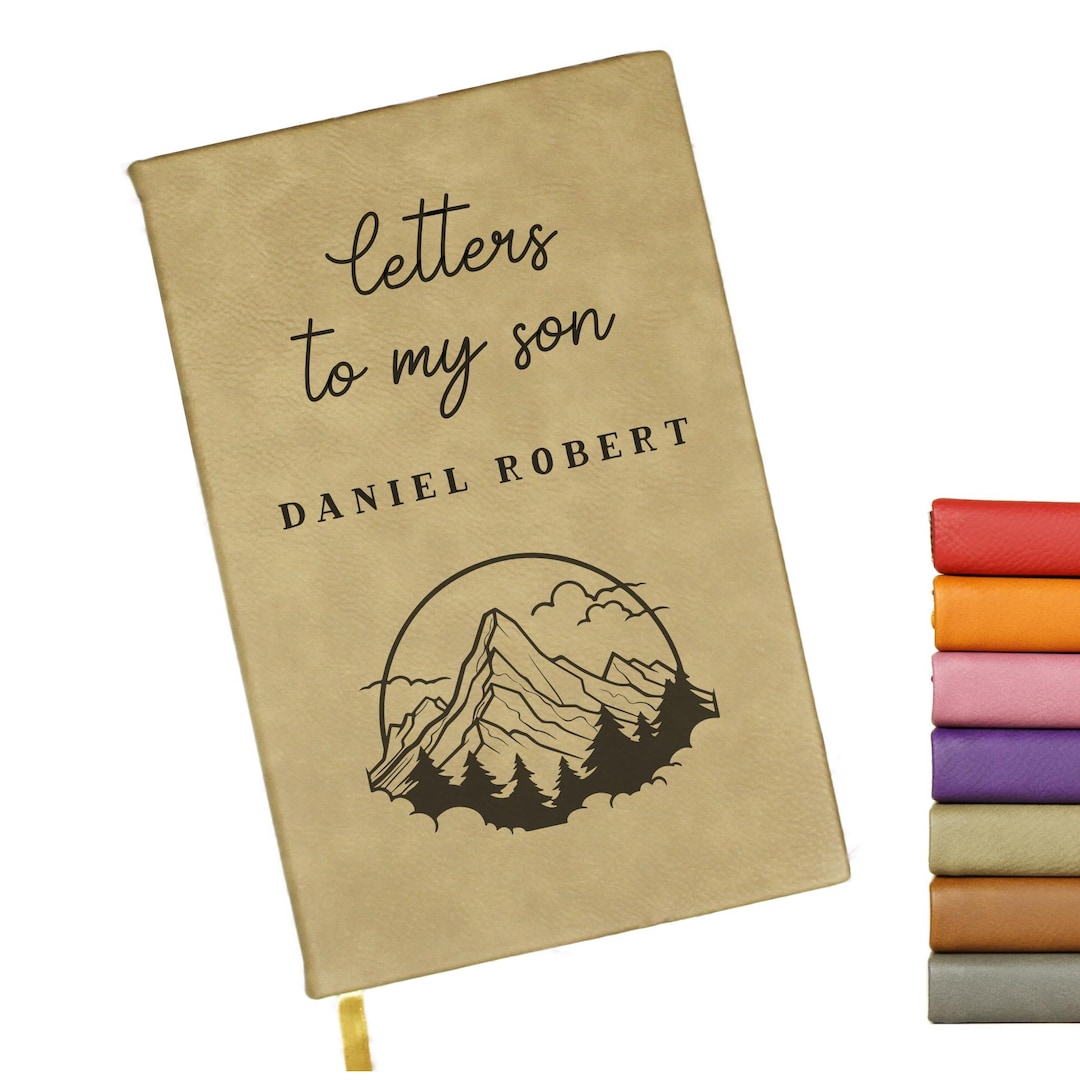Personalized Letters to My Son Leather Hardcover Journal, Mountain
