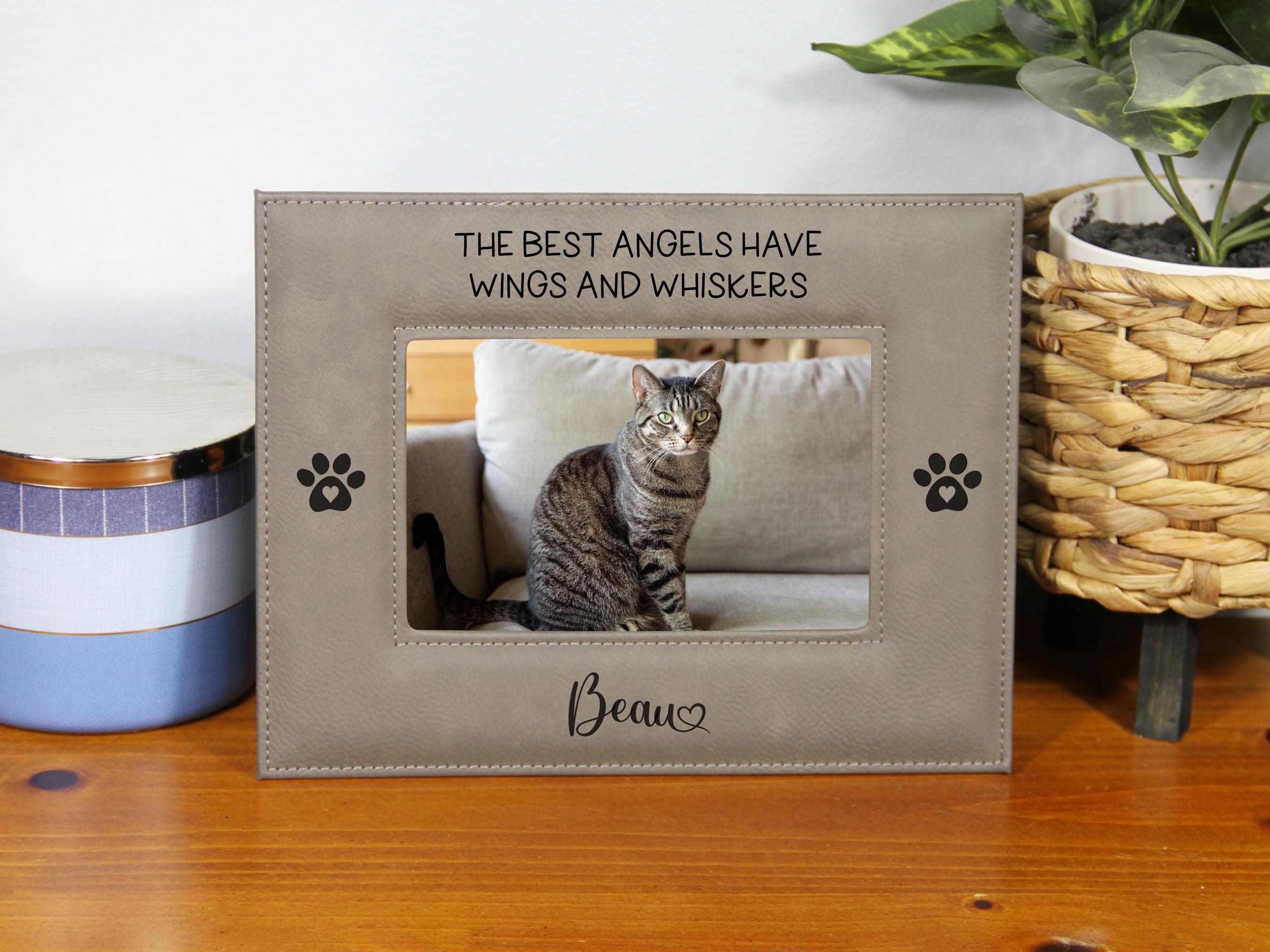Personalized Dog Picture Frame Engraved, Cat Memorial Gift, Personalized Dog Picture Frame The Best Angels Have Wings and Whiskers