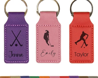 Engraved Custom Field Hockey Keychain, Field Hockey Team Gifts Bulk, Field Hockey Senior Night Gifts, Personalized Field Hockey Gift