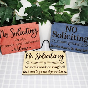 Engraved No Soliciting Signs - No Soliciting Sign for Doorbell, No Soliciting Signs Funny, Do Not Disturb, Go Away