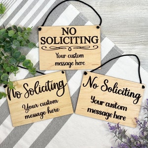 Personalized Engraved No Soliciting Sign - Custom No Soliciting Sign for Doorbell Funny, Do Not Disturb, Go Away Sign